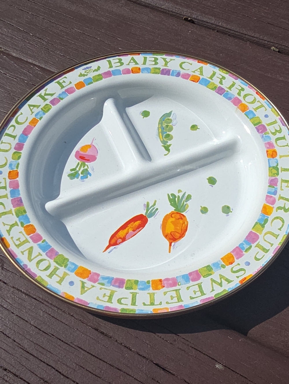 MKC Childrens Plate - White with Multicolor Trim